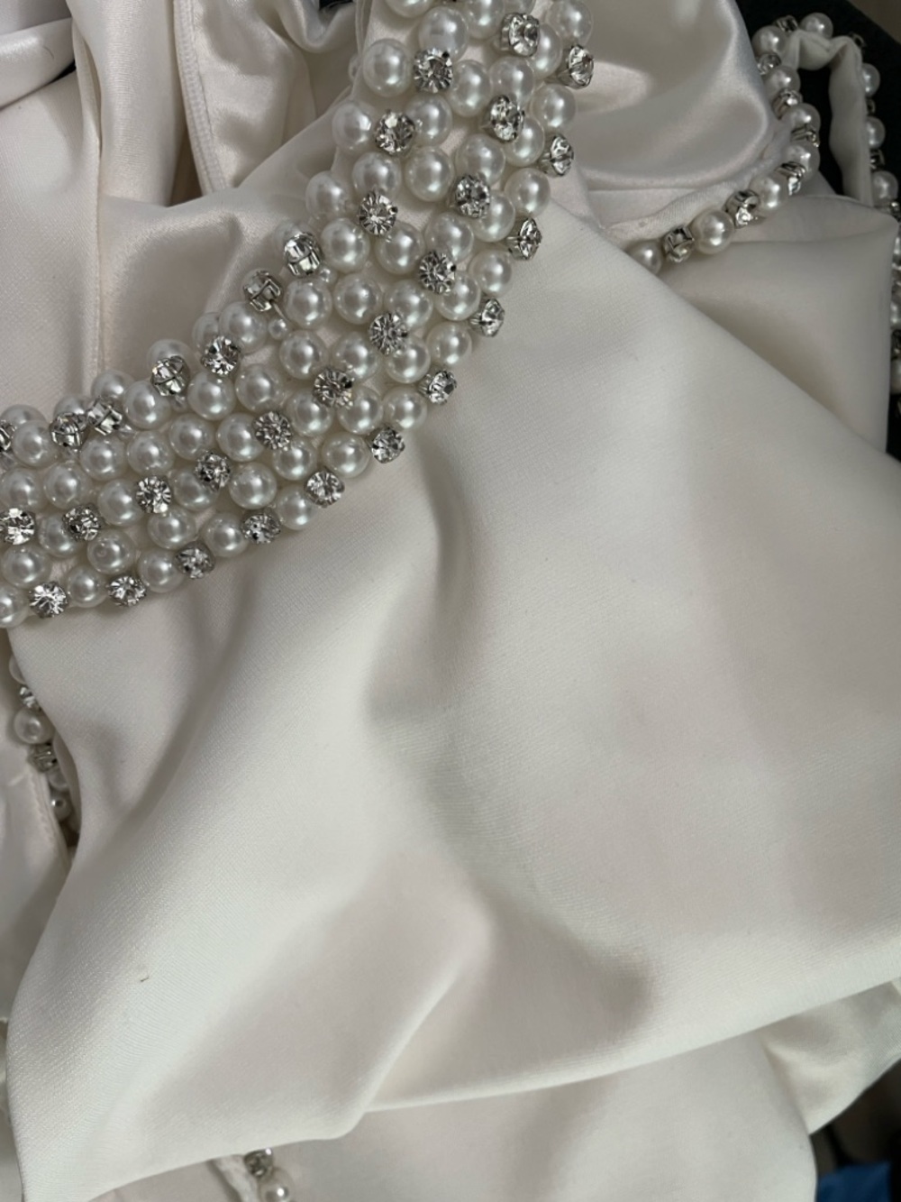 Retrofete Penelope White Halter Pearl Crystal Embellished Mini Dress Bridal XS - Picture 7 of 10